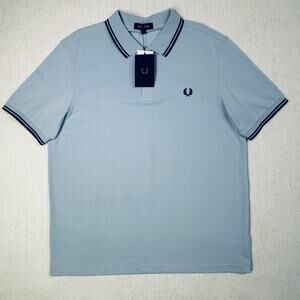 Fred Perry Short Sleeve Slim Fit Twin Tipped Polo Shirt, blue XXL $110